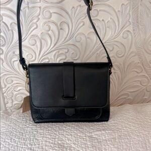 New Elegant Black Vegan Leather Shoulder Bag